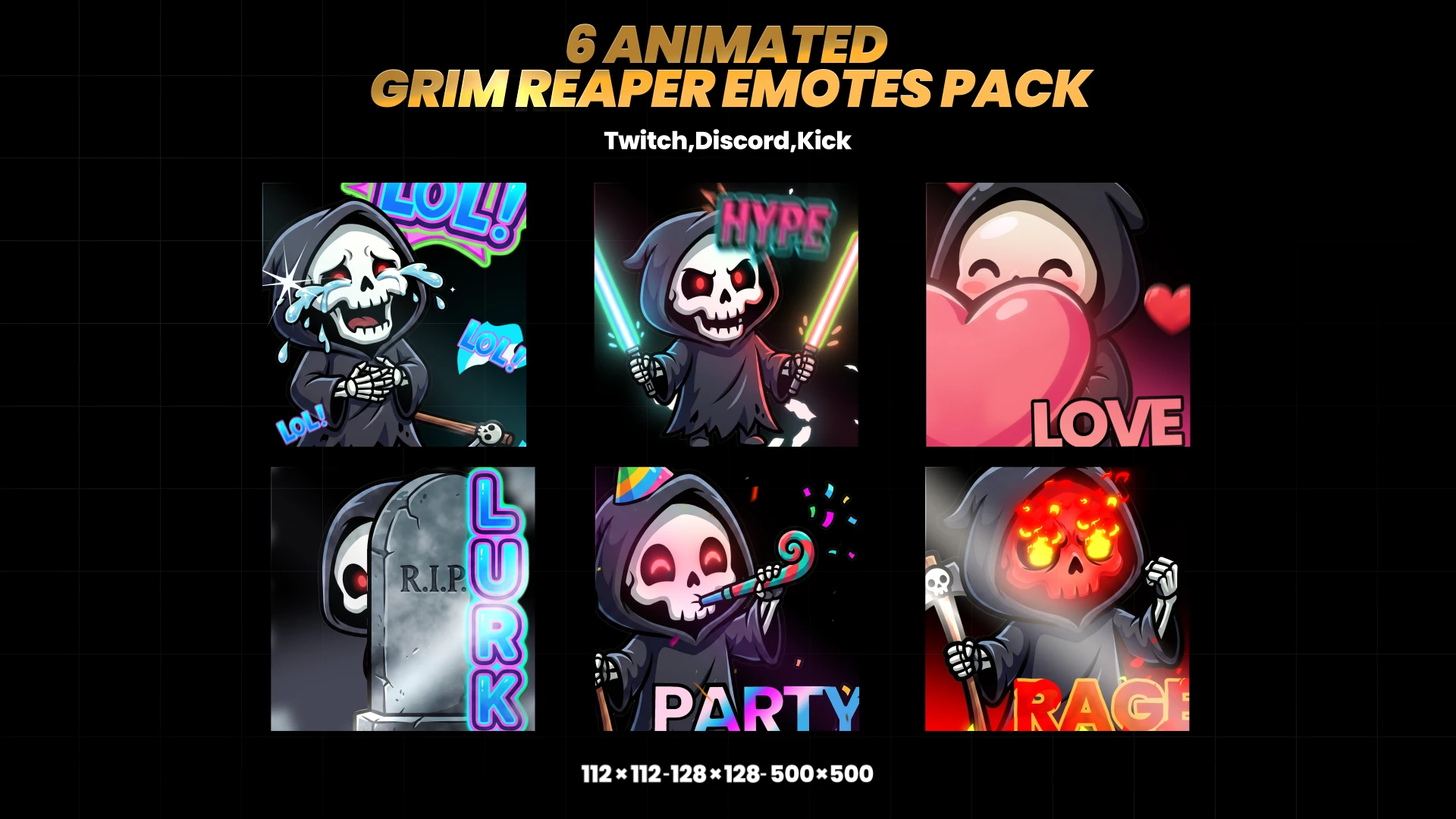 6 Animated Grim Reaper Emotes Pack